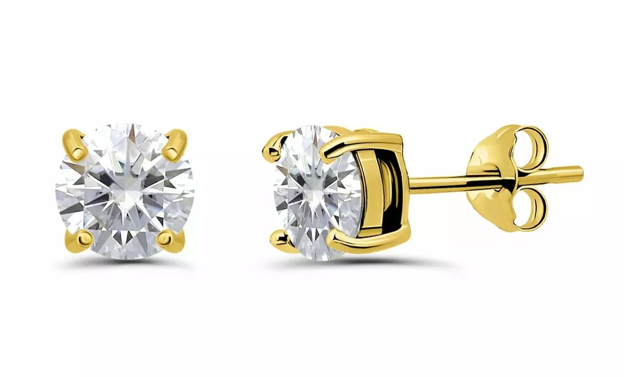 Birthstone Sterling Silver & 18KT Solitaire Stud Earrings 6mm, Round