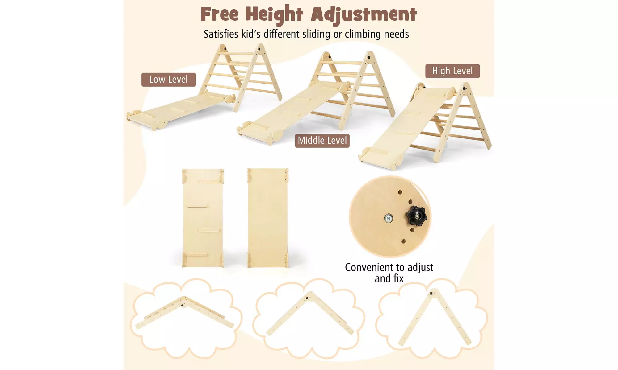 7-in-1 Toddler Climbing Toy Set w/ Reversible Ramp Convertible Step Stool