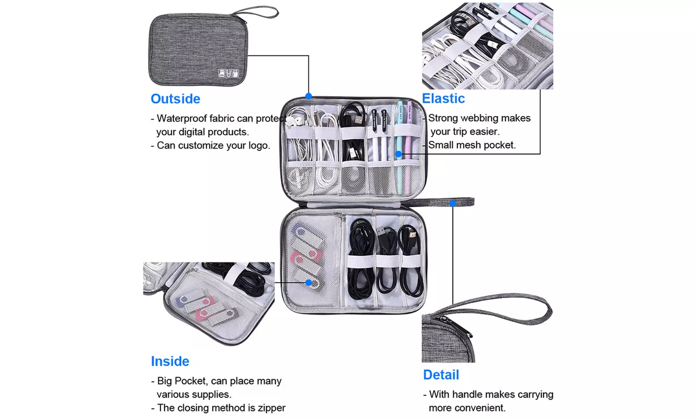 Electronic Organizer Travel Cable Organizer Bag for Hard Drives, Cables, Charger