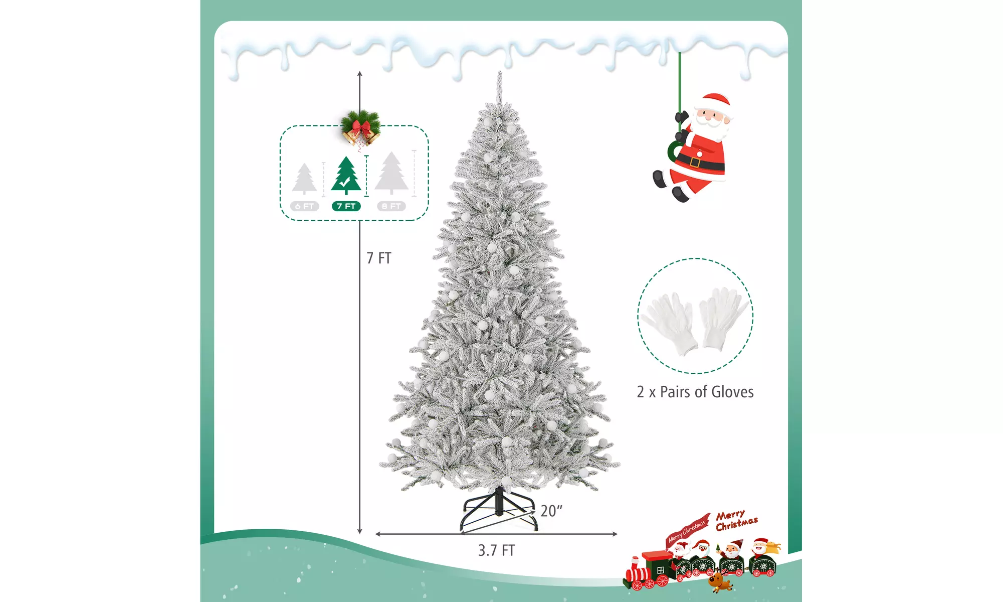Costway Pre-Lit Artificial Christmas Tree with Branch Tips | Warm White LED Lights | Easy Setup & Home Decor