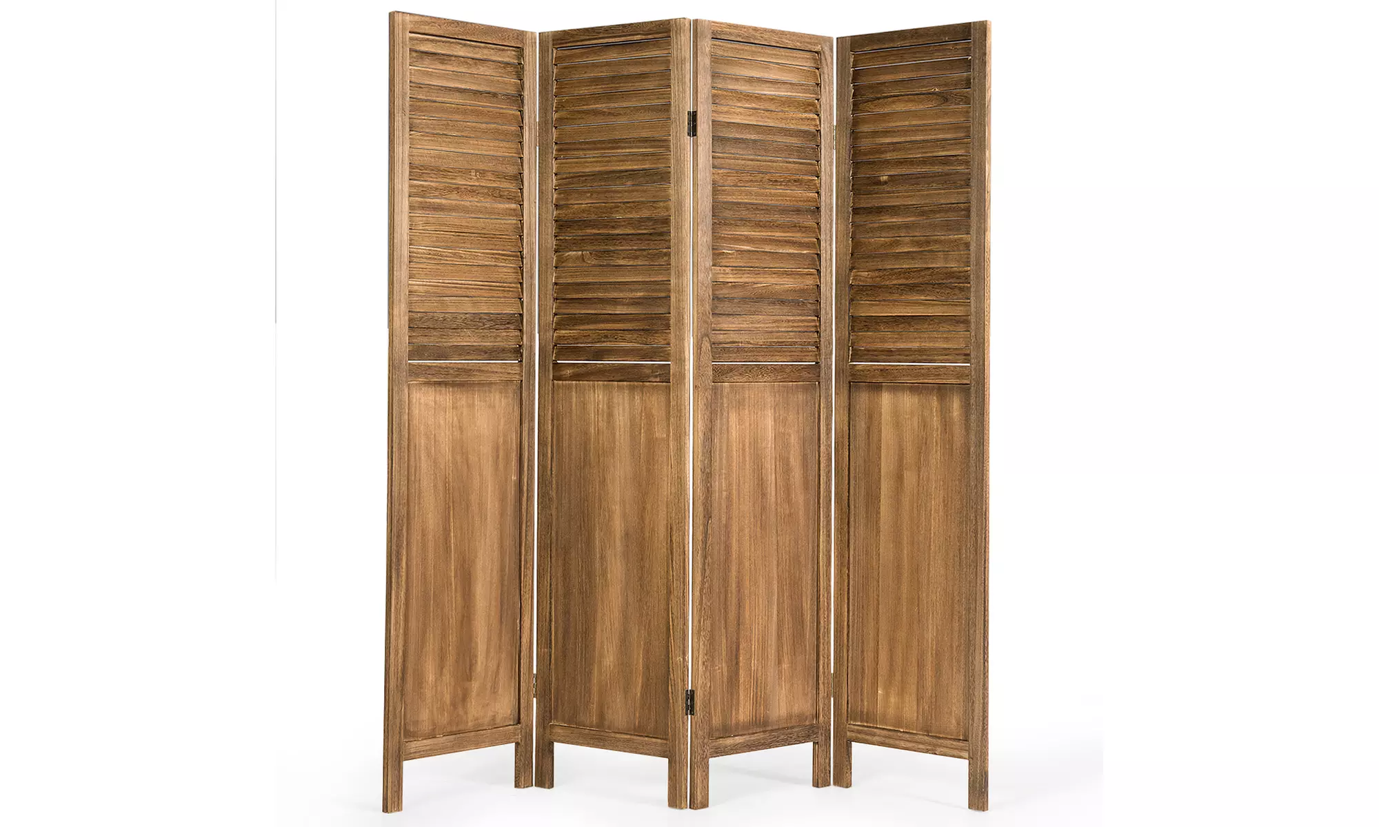 Costway 4 Panel Folding Privacy Room Divider Screen 5.6 Ft Tall Brown