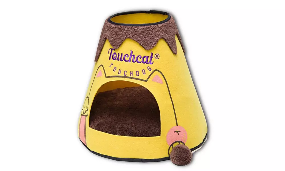 Touchcat Molten Lava Designer Triangular Cat Pet Kitty Bed House With Toy - Primary Image