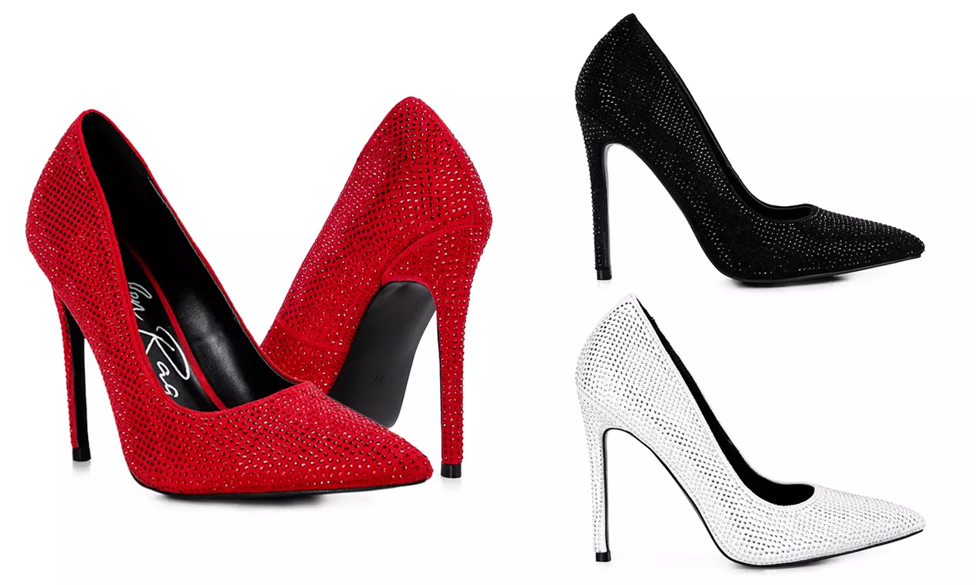 London Rag Alter Ego Heatseal Court Embellished Stiletto Heels - Primary Image