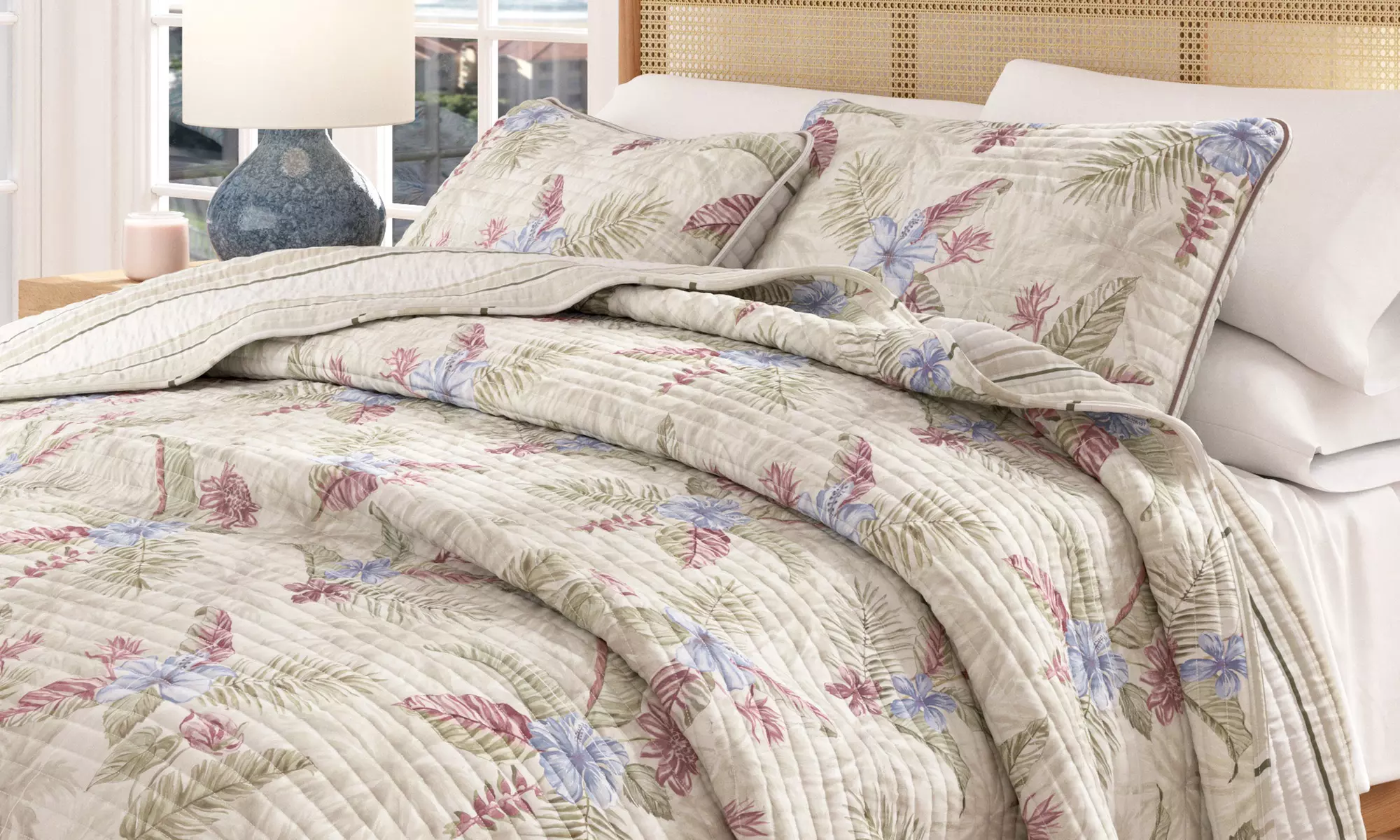 Reversible Floral Cotton Quilt Set (2- or 3-Piece)