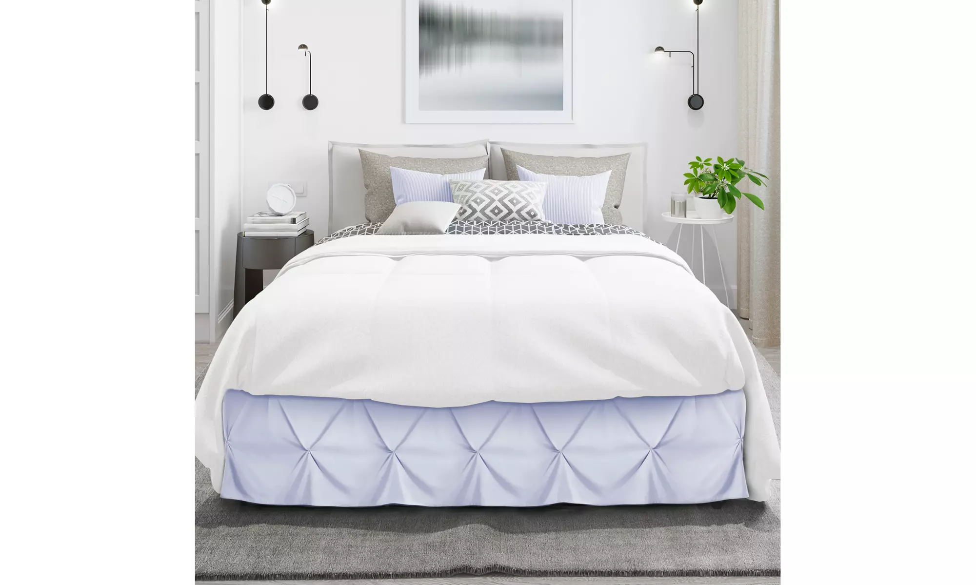 Nestl Pinch Pleat Bed Skirt - 14 inch Tailored Drop Pintuck Dust Ruffle