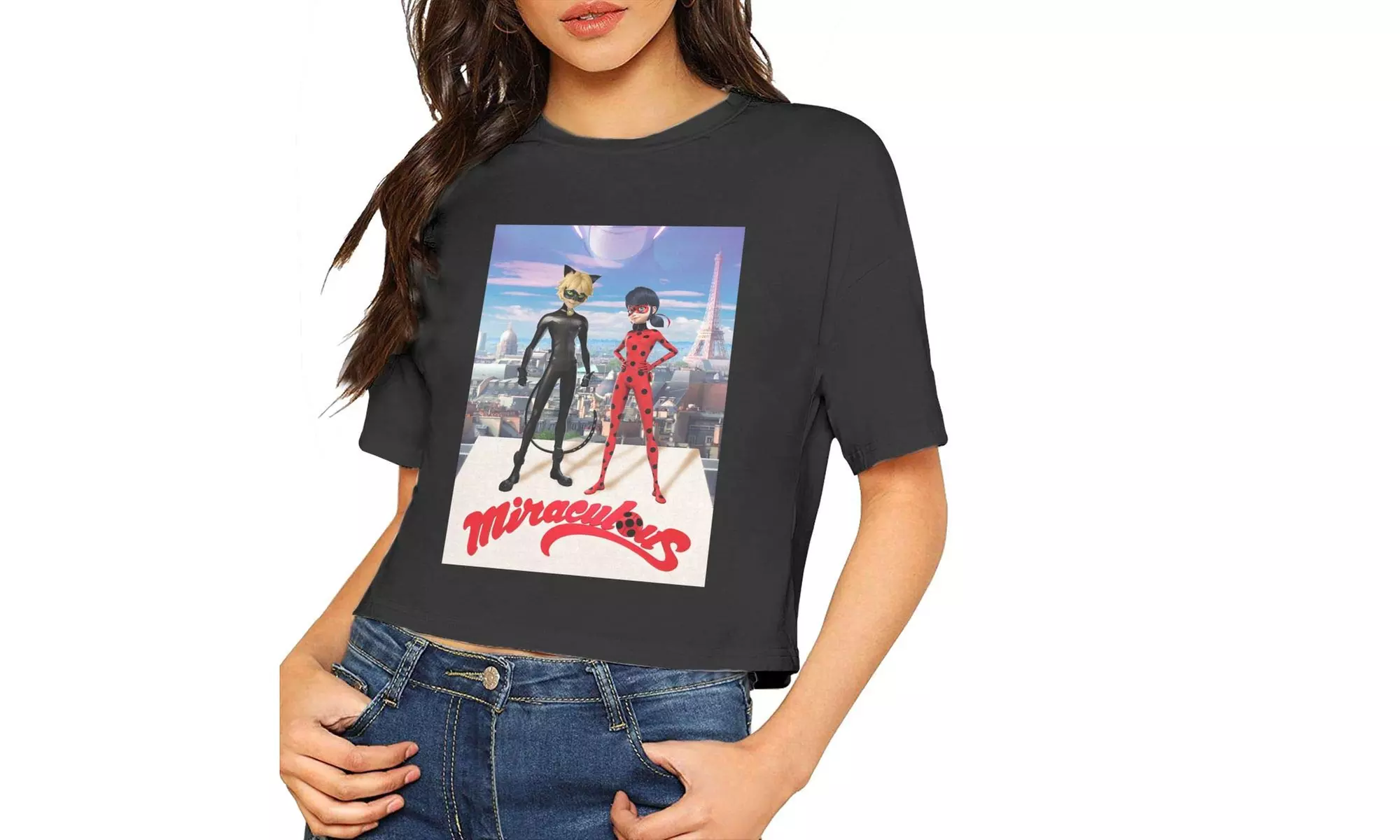 Syins Womens Miraculous Ladybug Summertime Navel Exposure Sexy and Cute T Shirt - Primary Image