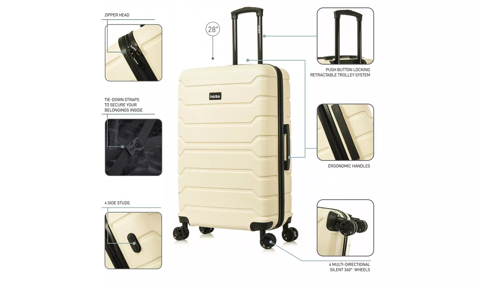 InUSA Trend lightweight hardside spinner luggage 20'', 24", 28" 