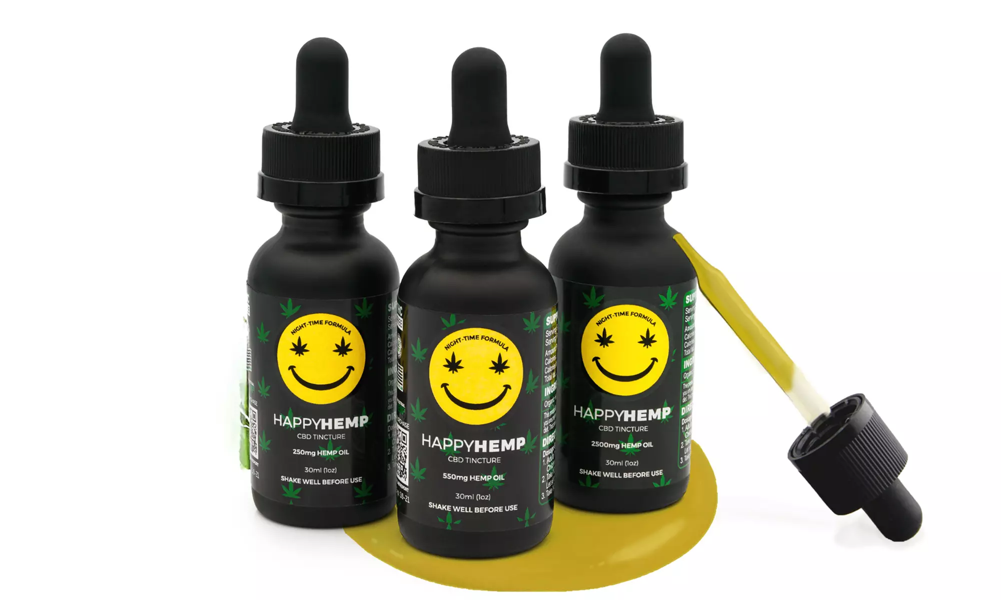 Happy Hemp CBD Oil Tinctures - MCT Oil and Hemp Oil