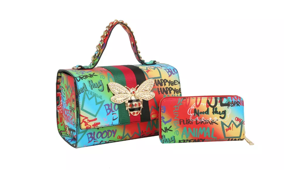 Women's Fashional Patent HandBag  Satchel with wallet