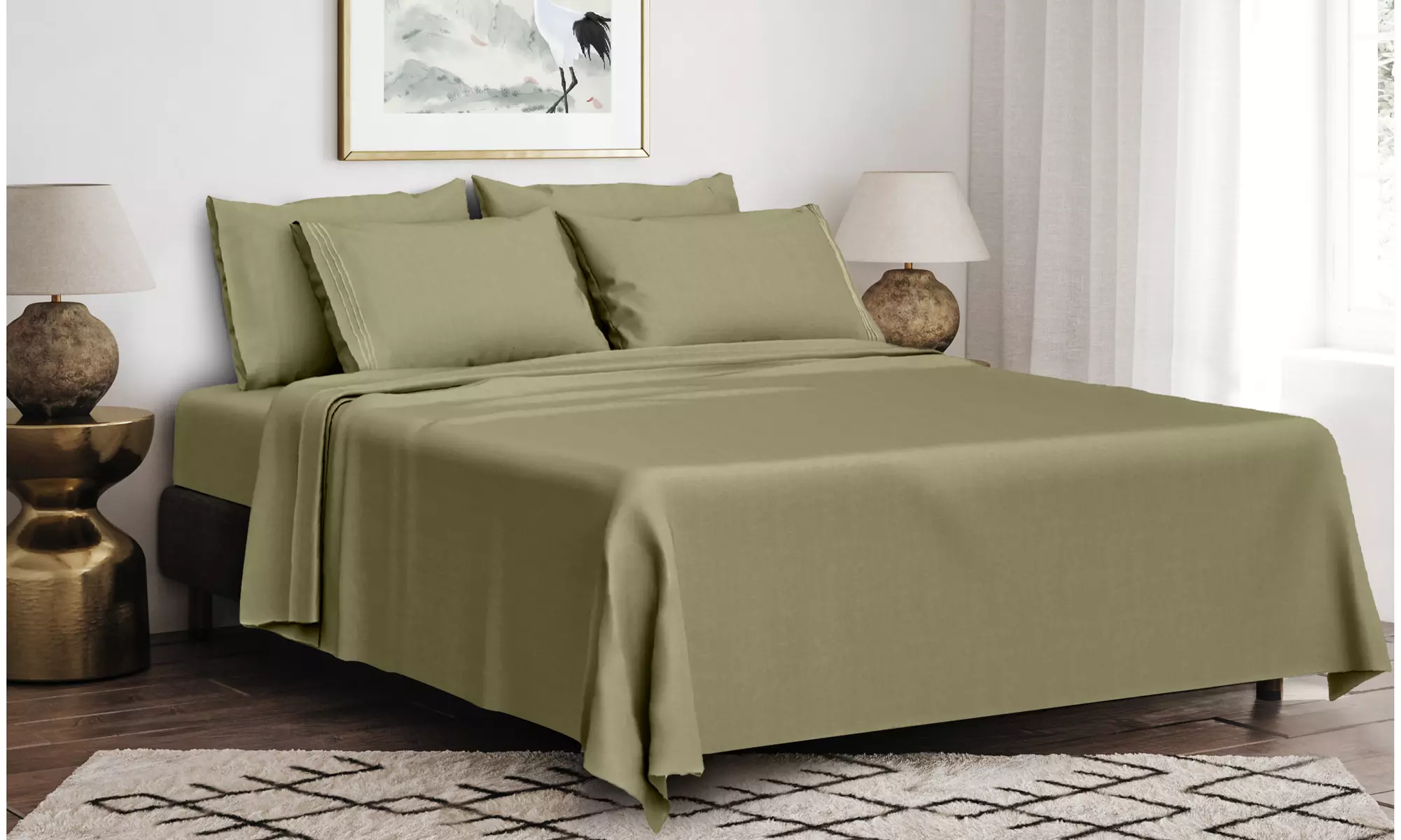 6PC Lux Decor Hypoallergenic Deep Pocket Bed Sheet Set (14 Colors!)