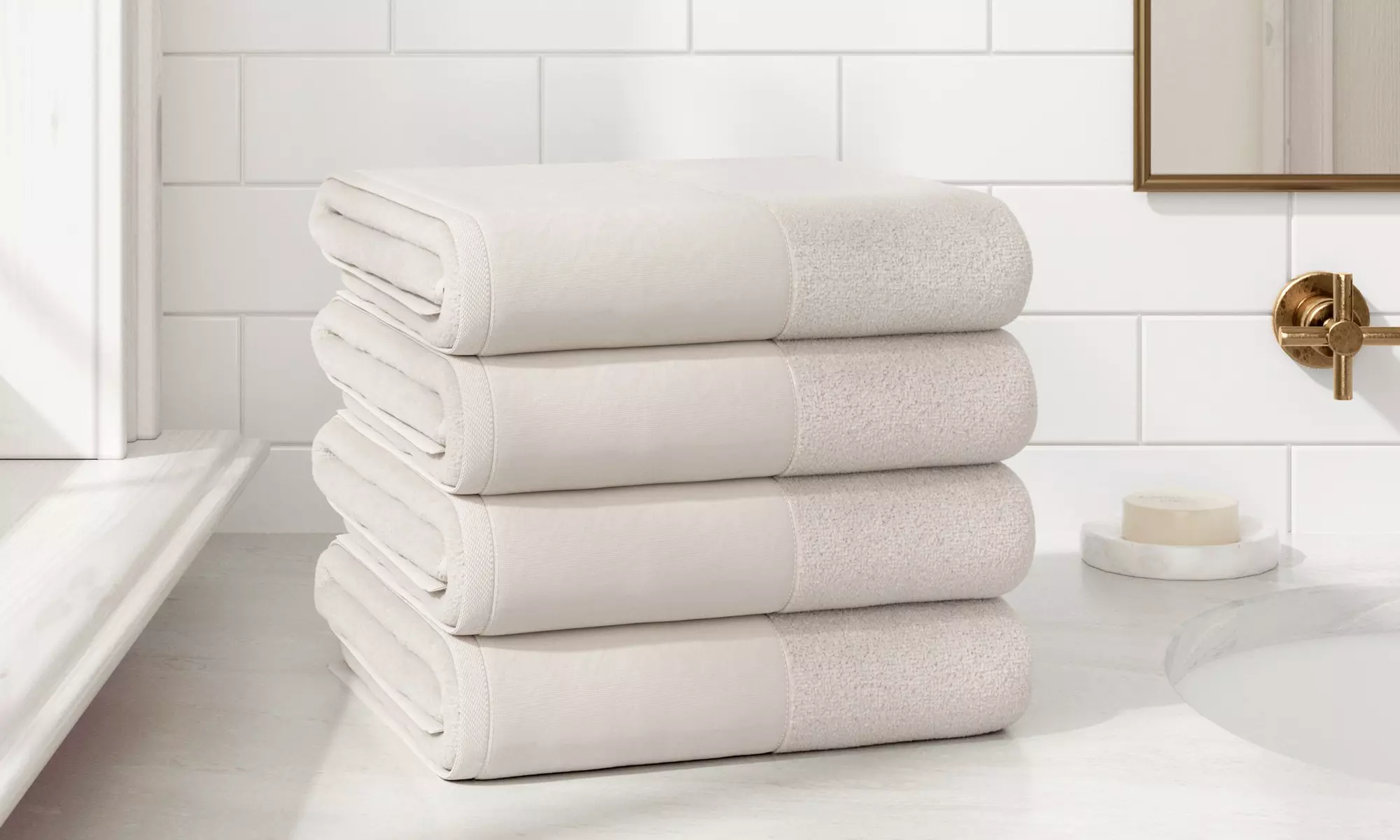 Ultra-Soft Cotton Linen-Like Border Towels