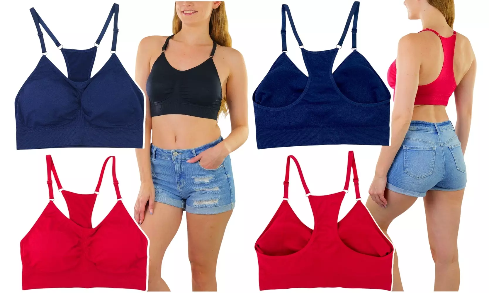 Lounge Love Women's Six-Pack Everyday Wireless Tank or Racerback Bras