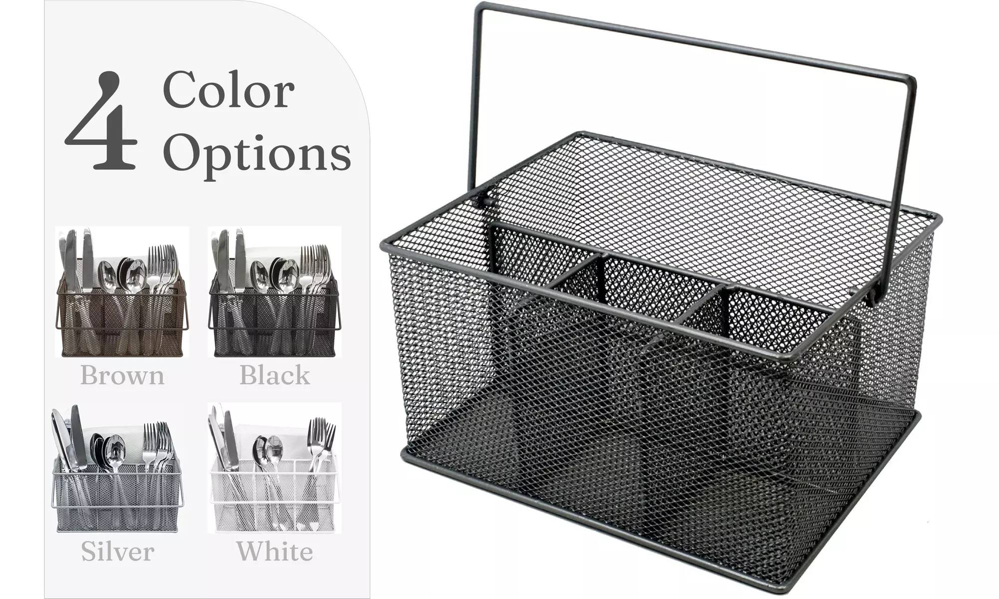 Silverware & Utensil Caddy - Napkin Holder & Condiment Organizer - Multi-Purpose - Primary Image