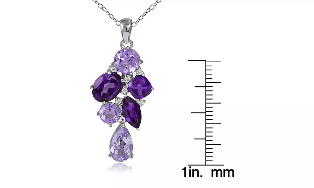 3.5ct TGW African Amethyst, Amethyst and White Topaz Cluster Necklace - Second Medium
