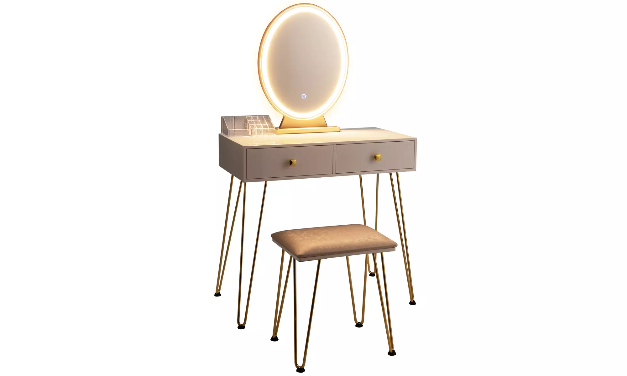 Costway Vanity Makeup Dressing Table W/ 3 Lighting Modes Mirror Touch Switch - Primary Image