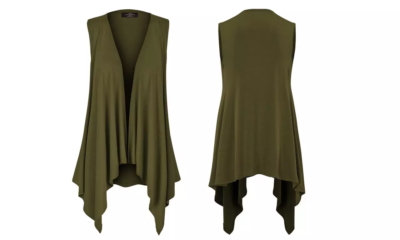 Women's Lightweight Sleeveless Solid Open Front Drape Vest Cardigan