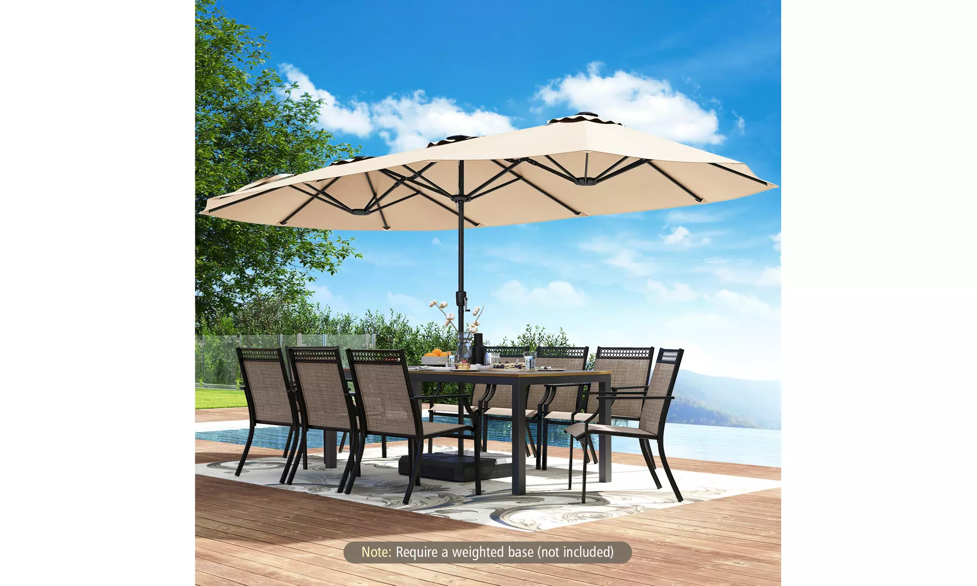 Costway 15.5 FT Extra-Large Patio Umbrella with LED Solar Lights