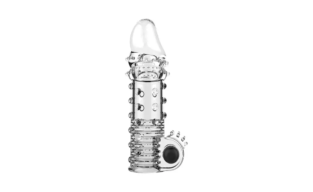 Adam & Eve Adam's Vibrating Extension Sleeve Waterproof Clear - Primary Image