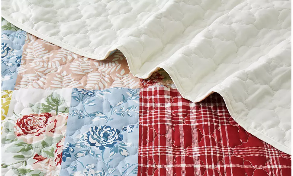 Peace Nest Soft Reversible Print Quilted Coverlet Set