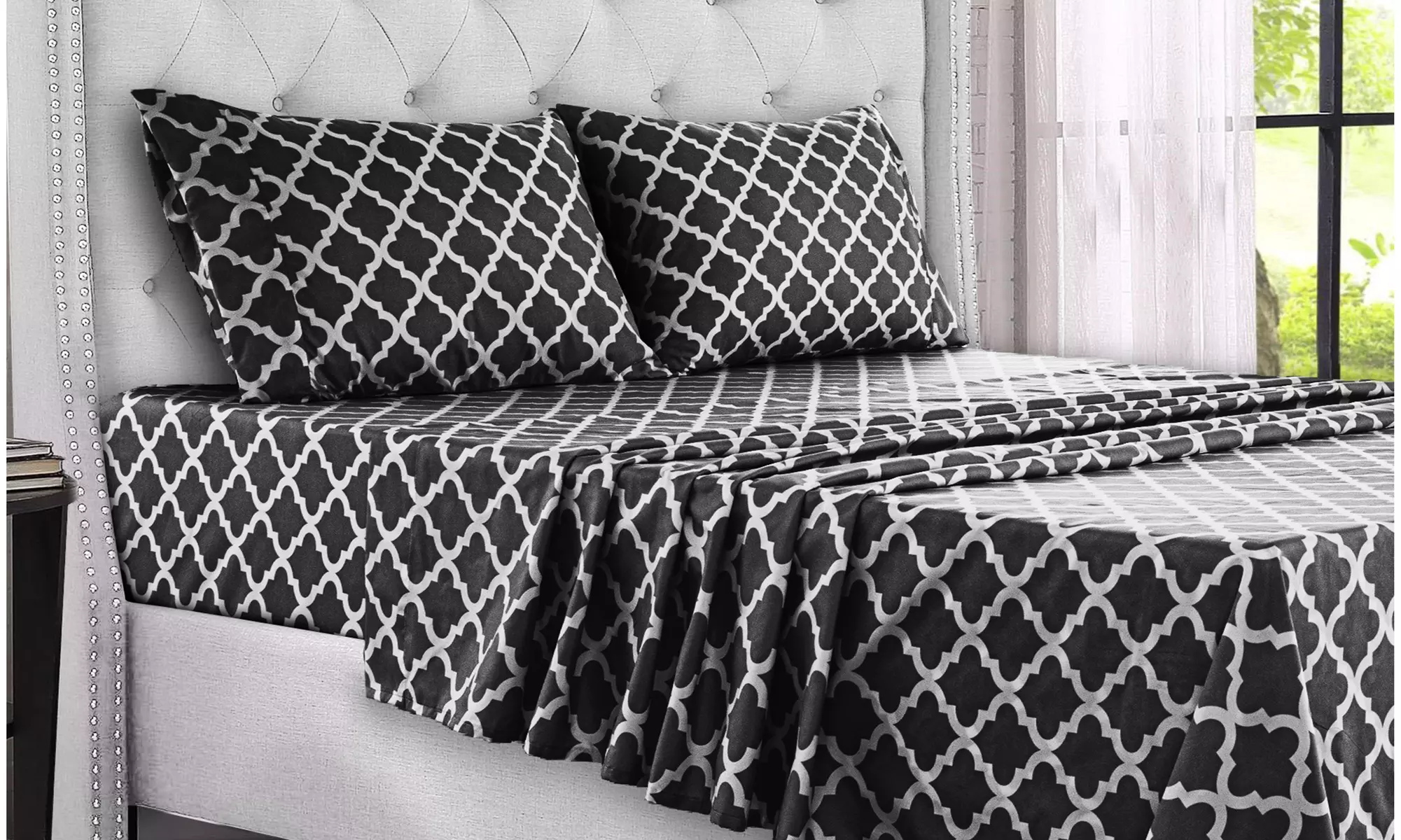 Quatrefoil 1800 Egyptian Quality Hypoallergenic Microfiber Sheet Set - Lux Decor