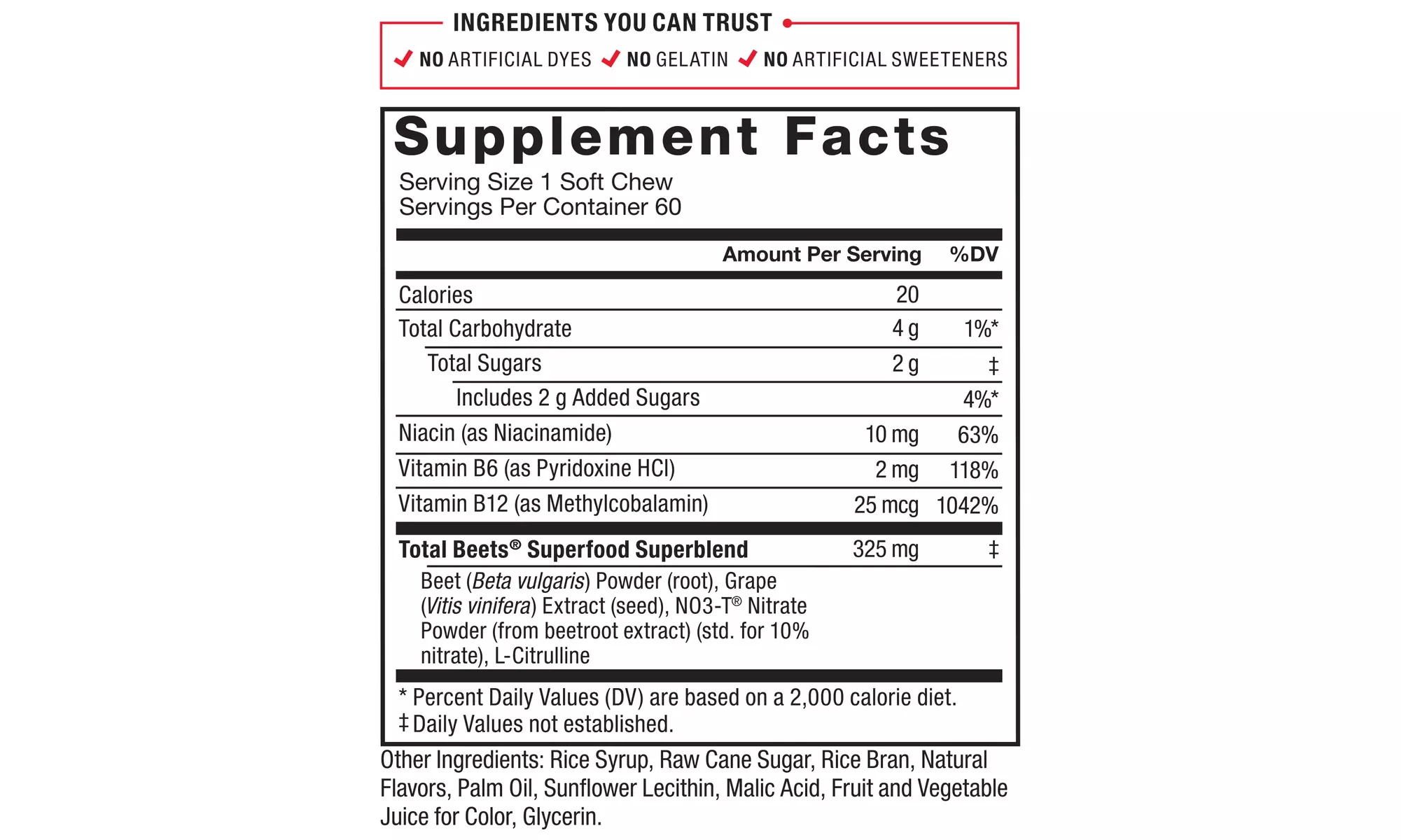Force Factor Total Beets Concentrated Beet Root Soft Chews, Circulation Support