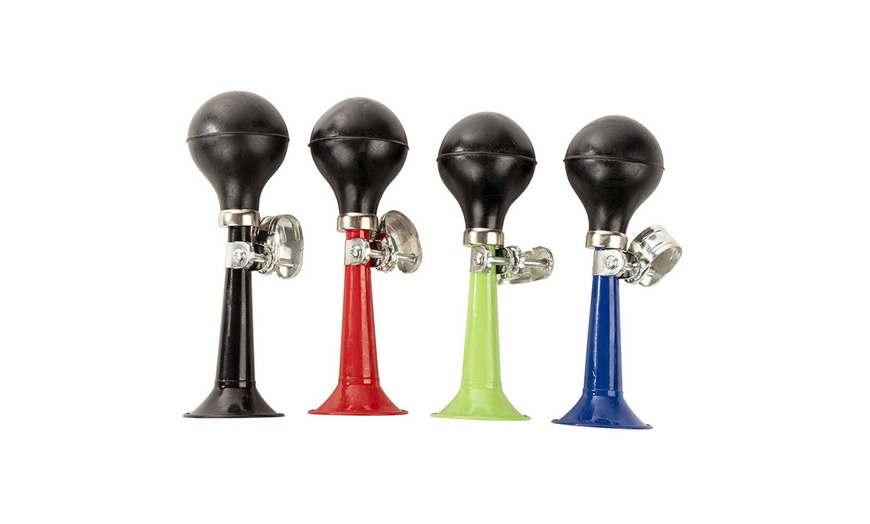 Image 1: JuvaleBugle Horns for Bikes - 4-Pack Metal Bike Horns, Bicycle Bells