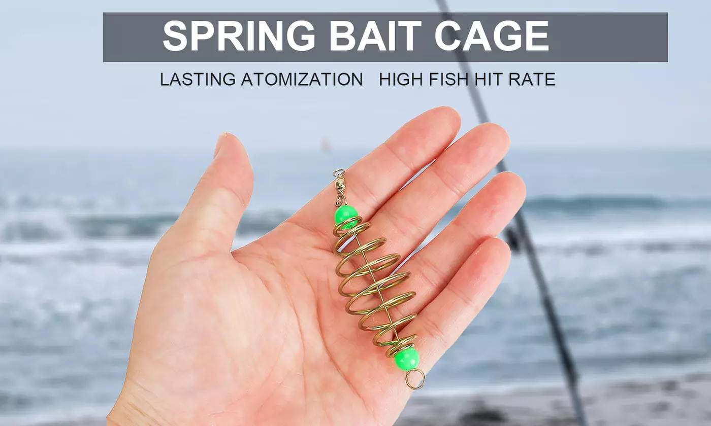24Pcs Fishing Bait Trap Cage Feeder Holder with Pendant Bead
