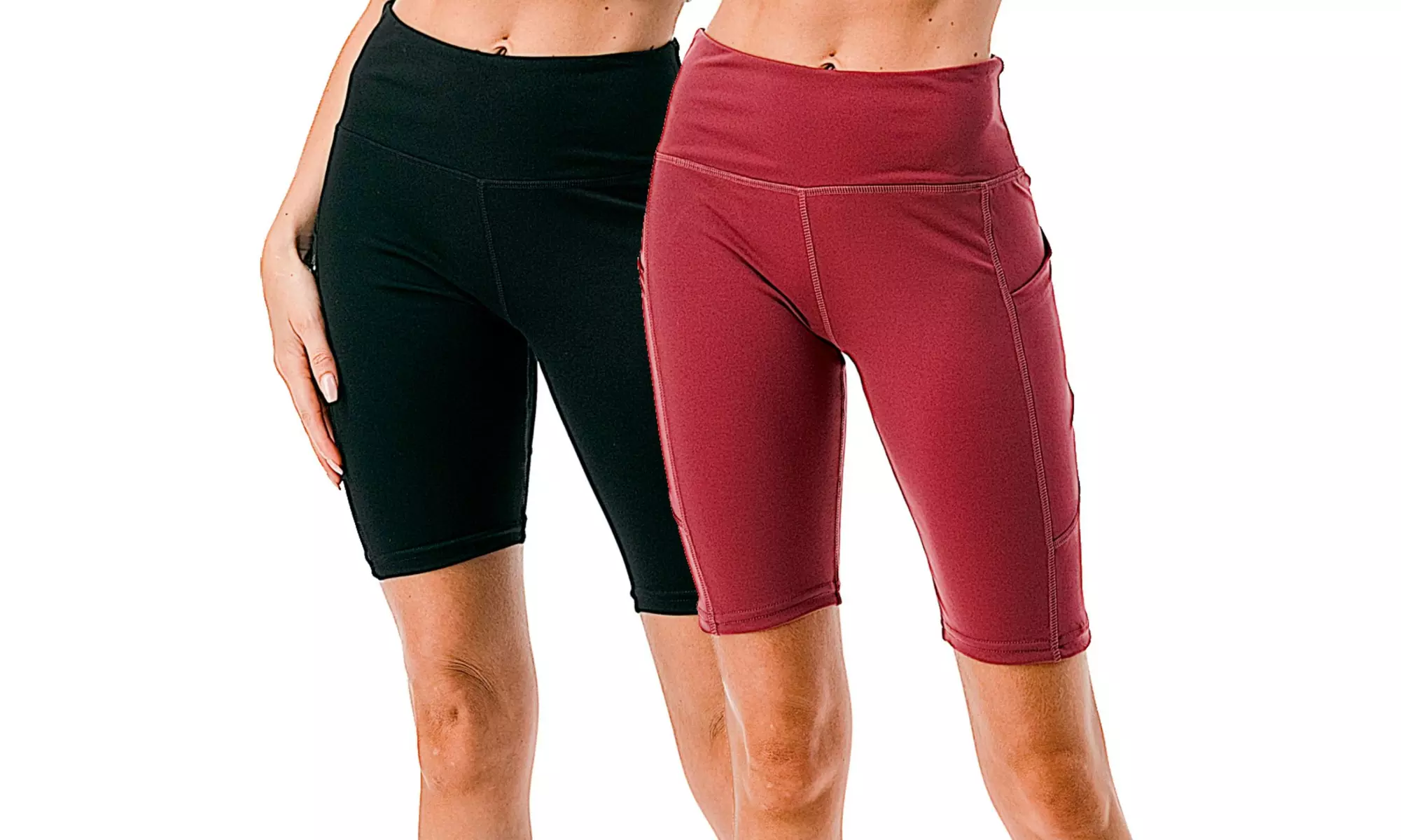2-Pack Women's Biker Bermuda Shorts High Waisted Tummy Control Leggings 