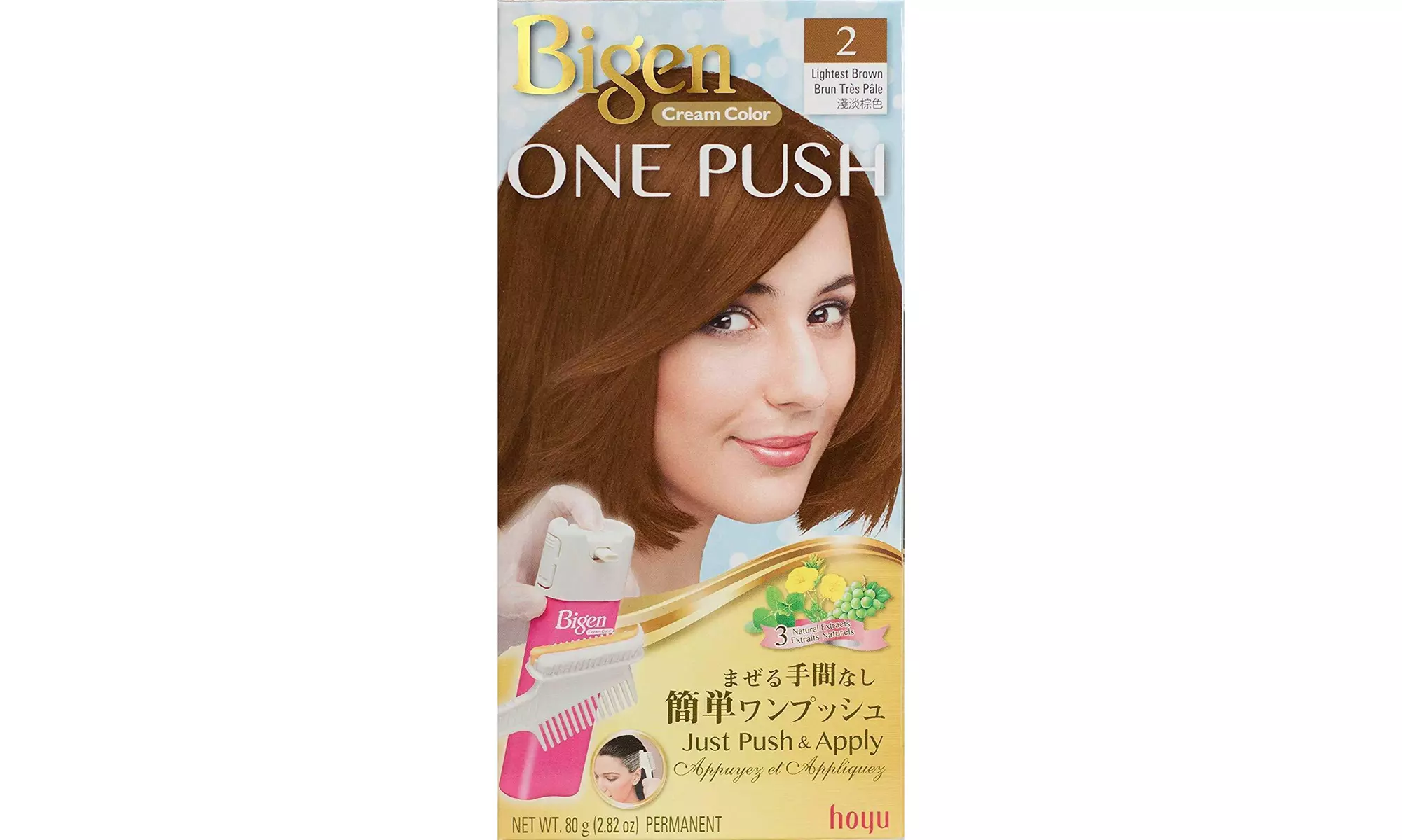Bigen One Push Cream Just Push & Apply & Excellent Gray Coverage Hair Color - Second Medium