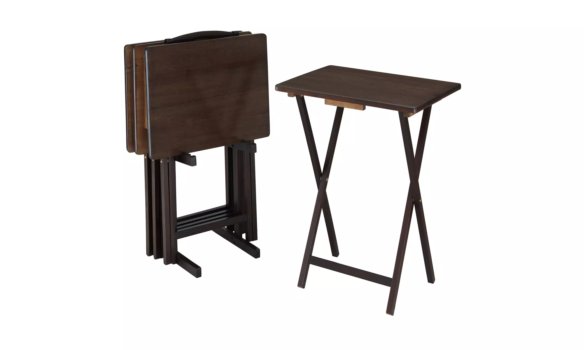 5-Piece Folding TV Tray Table Set, Walnut - Primary Image