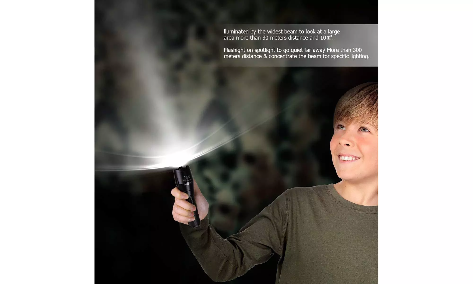 LED 10W 1200 Lumens 500m Focusing White Strong Light Flashlight Black - Image 6