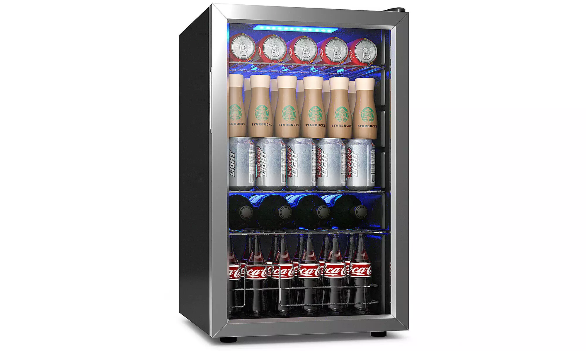 76 Can Beverage Refrigerator Cooler w Glass Door Stainless Steel Soda Beer Wine - Primary Image