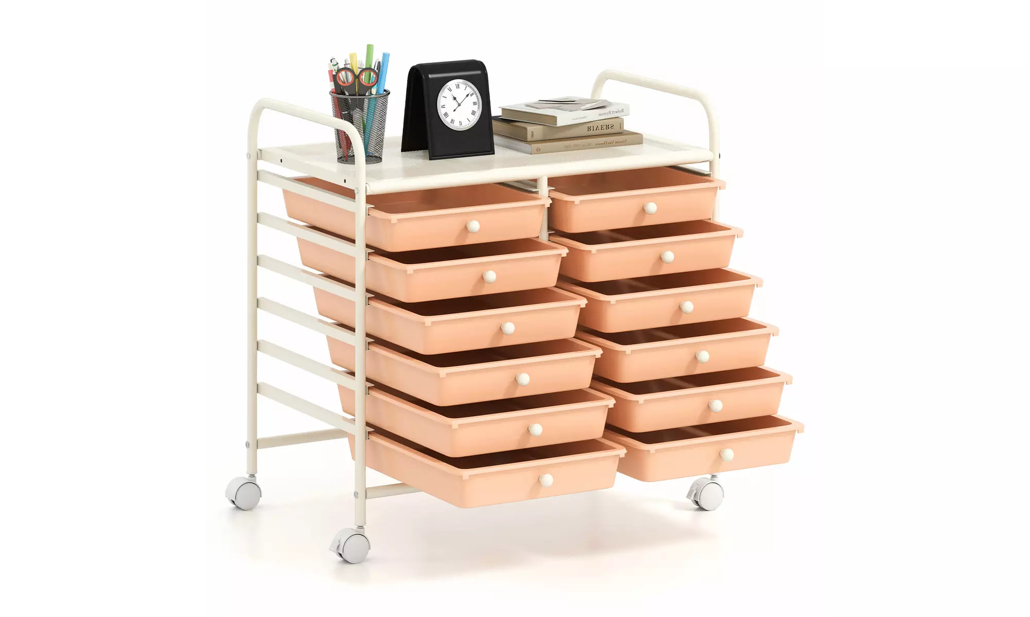 Costway 12 Drawers Rolling Cart Storage Scrapbook Paper Studio Organizer Bins