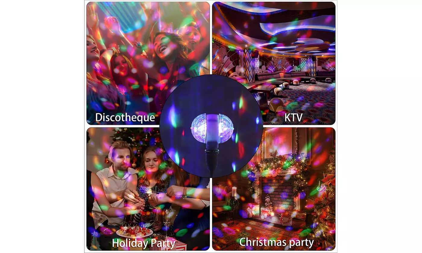 6W E27 LED RGB Dual Crystal Ball Rotating Stage Light Bulbs DJ Disco Party Lamp - Second Medium
