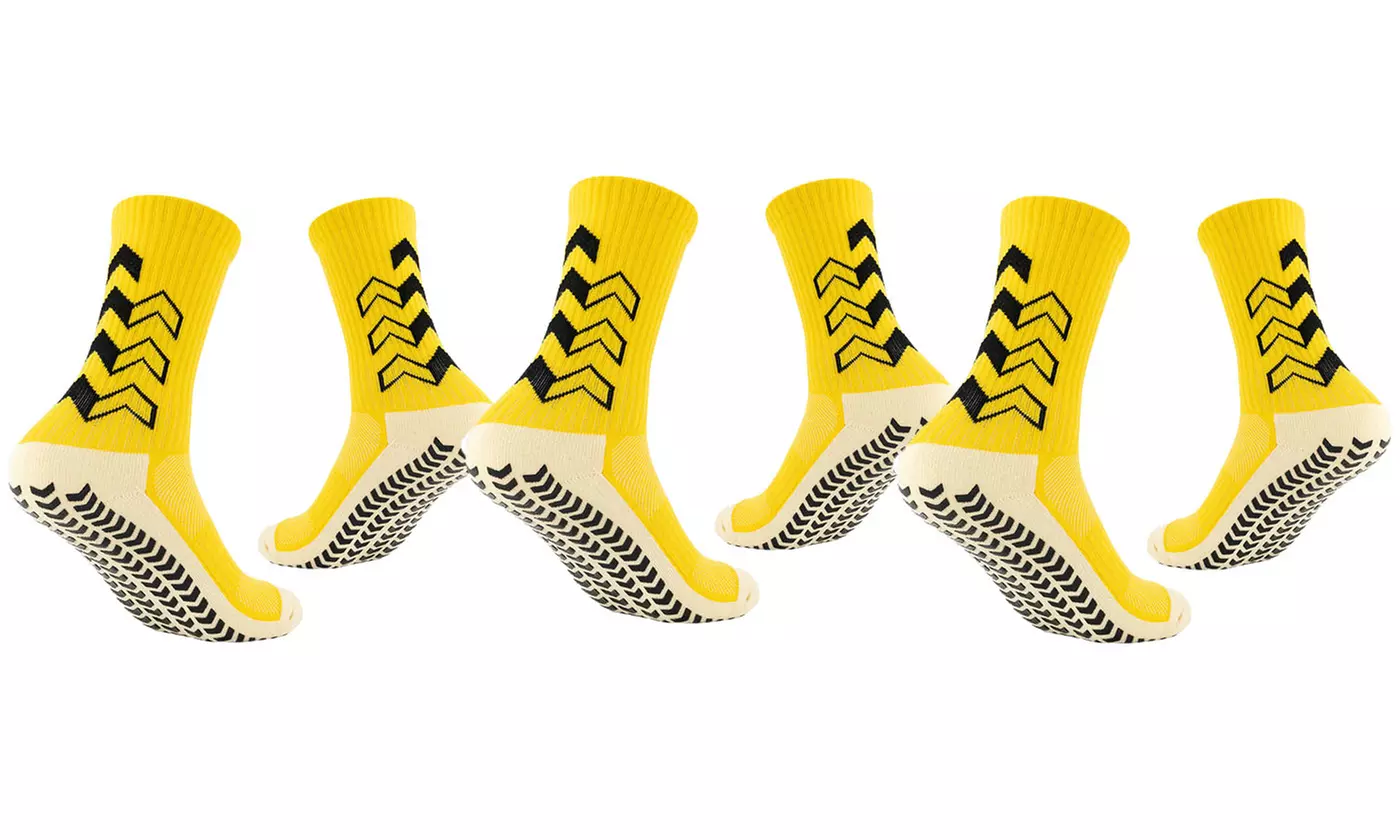 Men's 3 Pack Slip Athletic Long Socks Absorbent Sports Grip Socks for Basketball