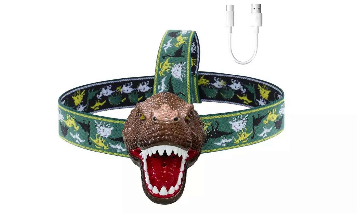 iMounTEK Roaring T-Rex Dinosaur LED Headlamp with Adjustable Headband