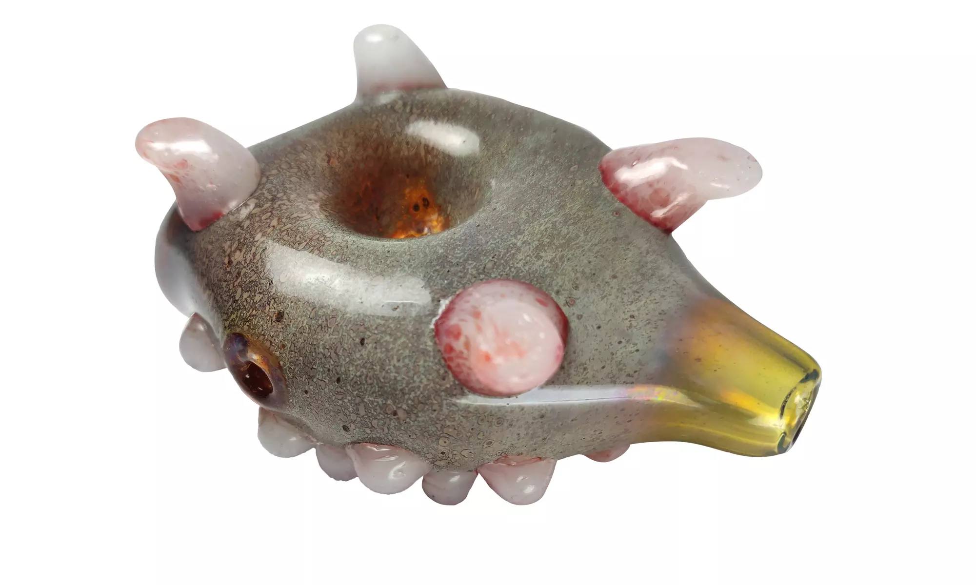 Hand Blown Glass Turtle Hand Pipe - Second Medium