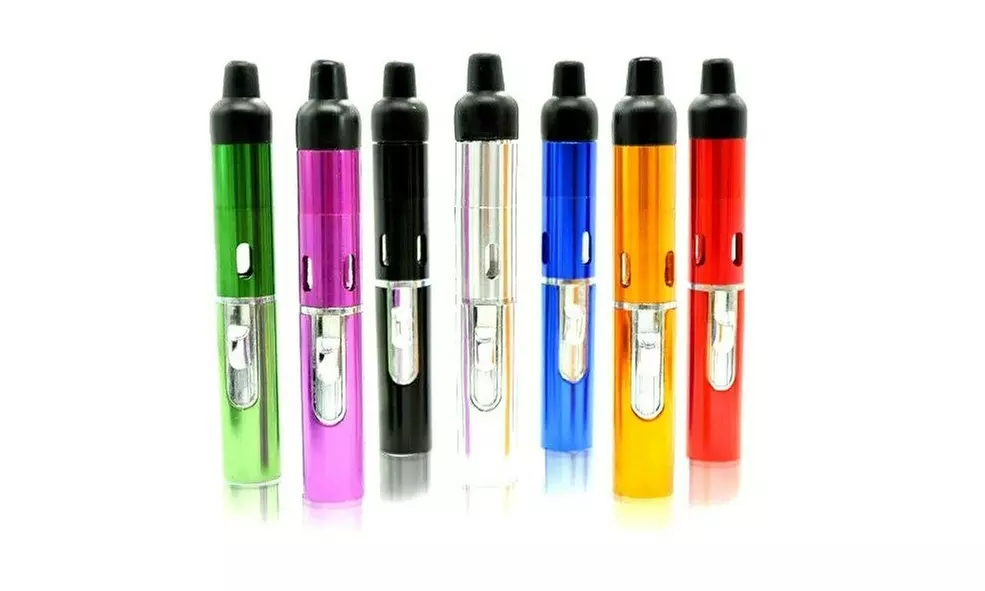 Butane Click-N-Vape Gas Dry Herb Vaporizer Pen Lighter Handy Portable Metal Pipe - Second Medium