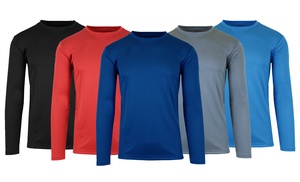 3-Pack Men's Moisture Wicking Long Sleeve Peformance Tagless Tee (Sizes, S-2XL)