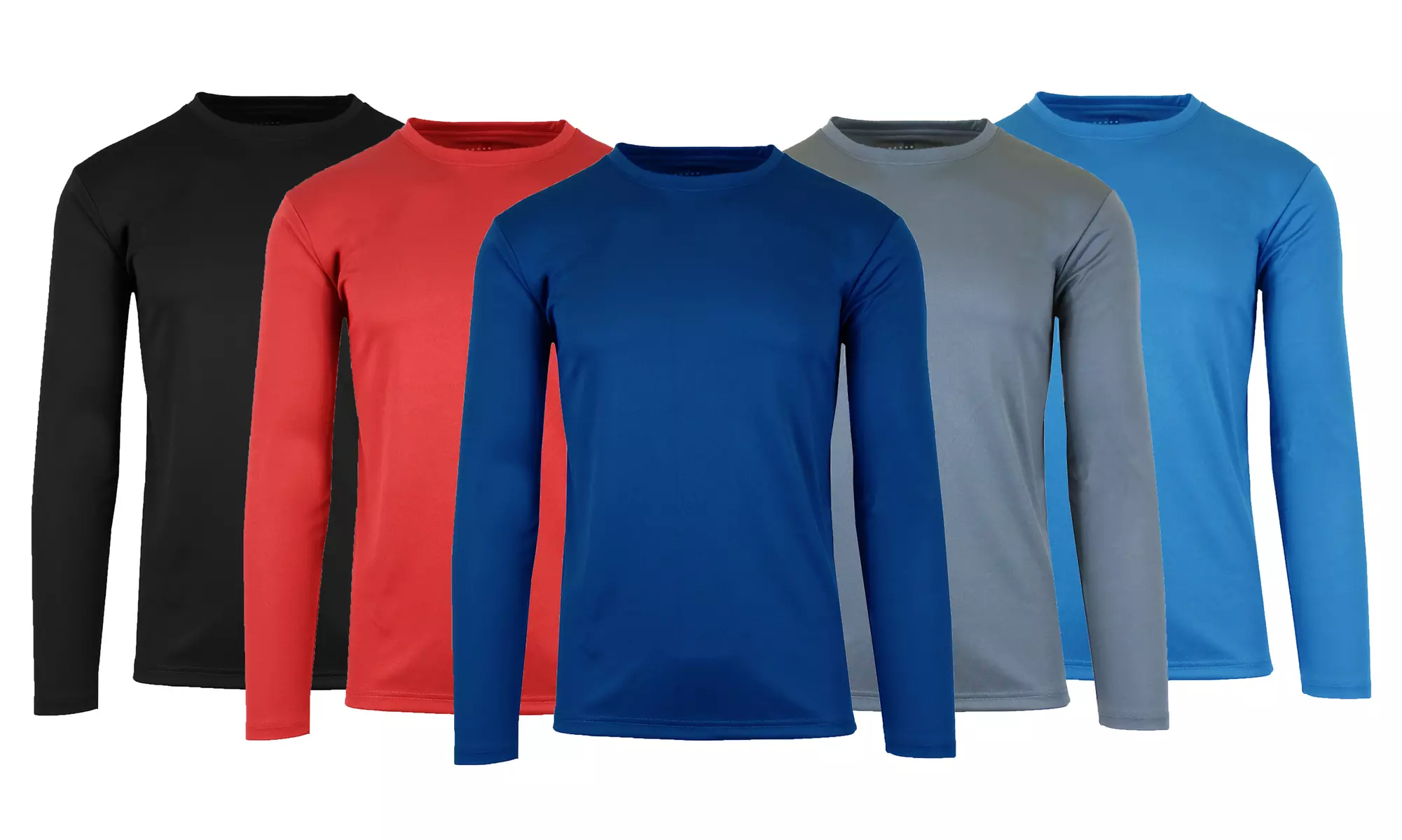 Men's Long Sleeve Moisture Wicking Crew Neck Tagless Performance Tee