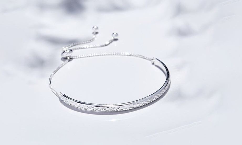 Italian Sterling Silver Adjustable Slider Bangle Bracelet