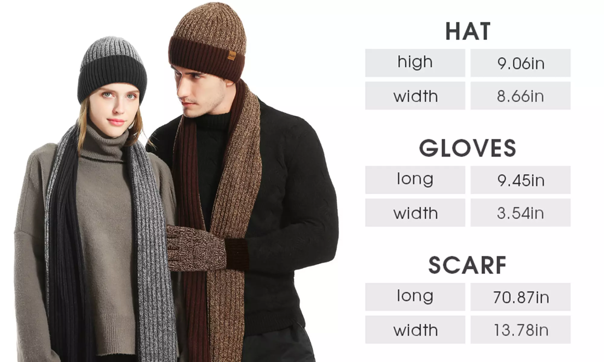 Winter Hats Scarf and Beanie Hat Themal Gloves Set for Men Women Gifts