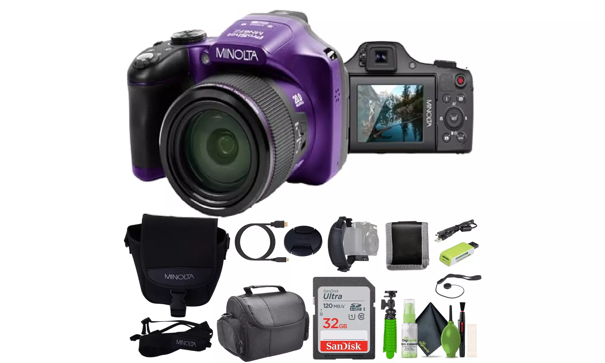Minolta ProShot MN67Z 20MP Digital Camera Bundle with 67x Optical Zoom Lens