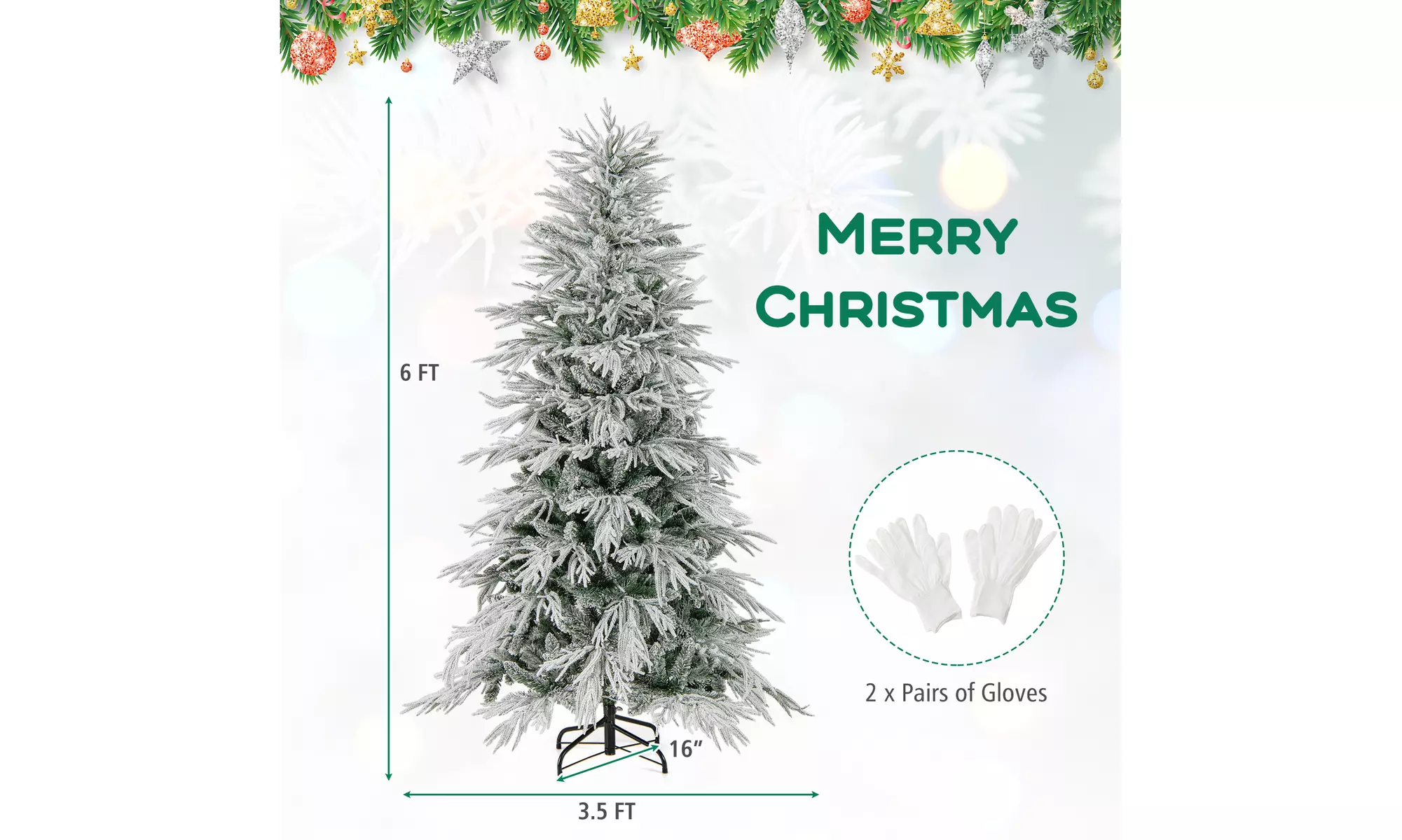 Costway Pre-Lit Artificial Christmas Tree with Branch Tips | Warm White LED Lights | Easy Setup & Home Decor