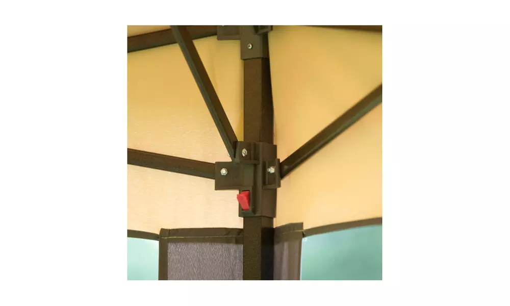 U-style Iron hexagon Patio Gazebo khaki
