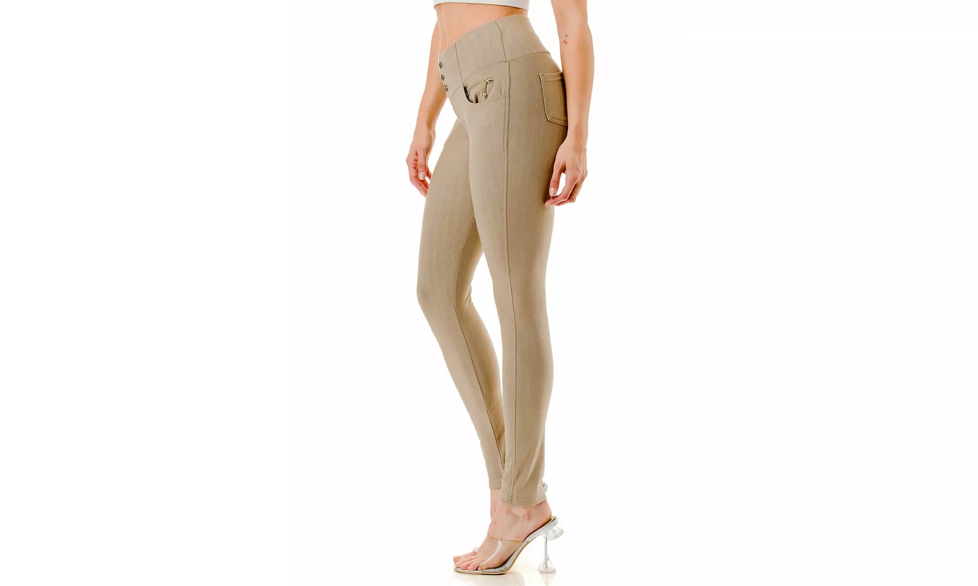 Women's High-Waist Fleece-Lined Skinny Pants Stretch Knit Denim Jeggings S-3XL