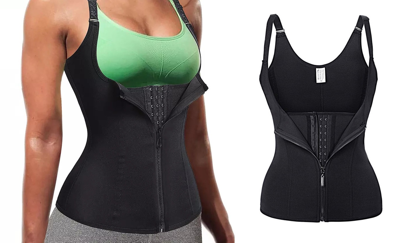 Women Zipper Waist Trainer Cincher Slimming Yoga Corset Shaperwear