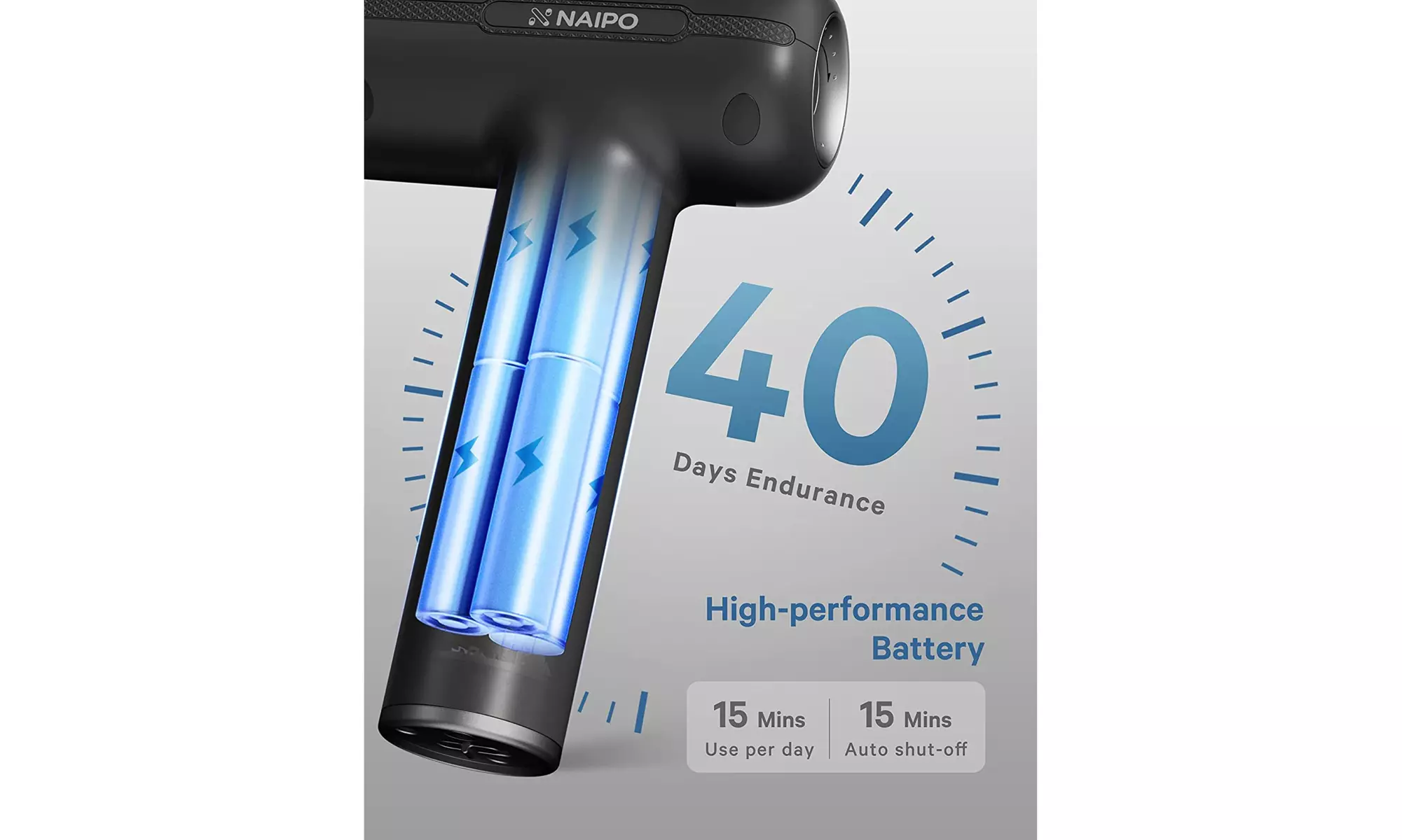 Naipo Handheld Massage Gun for Pain Relief w/ 5 Massage Heads (Black) - New 