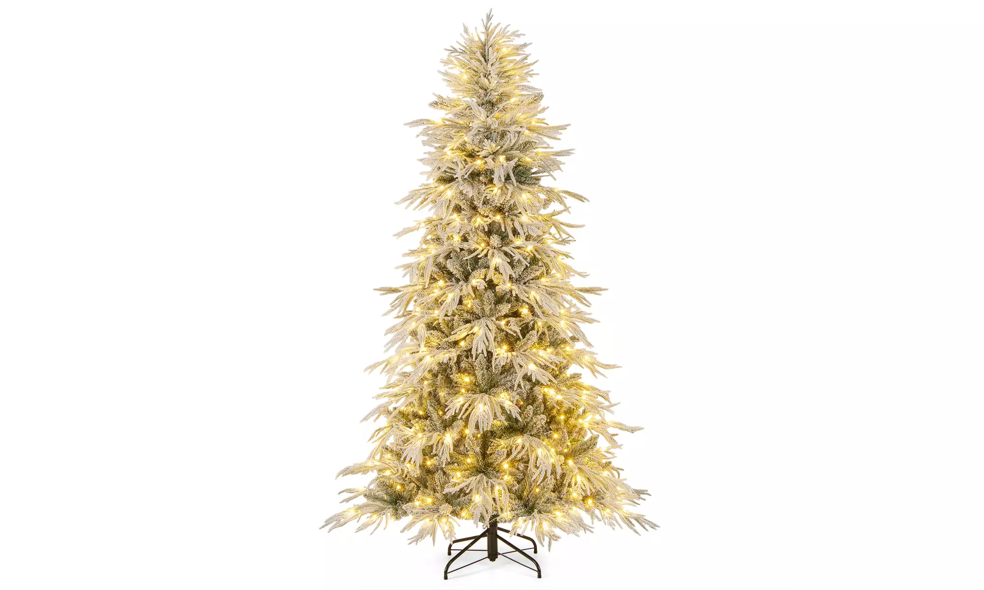 Costway Pre-Lit Artificial Christmas Tree with Branch Tips | Warm White LED Lights | Easy Setup & Home Decor