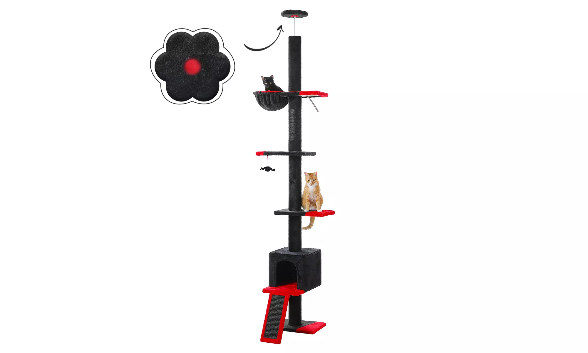 9 Feet Three Tier Floor-to-Ceiling Cat Tree Cat Climbing Tree